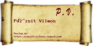 Pázsit Vilmos névjegykártya